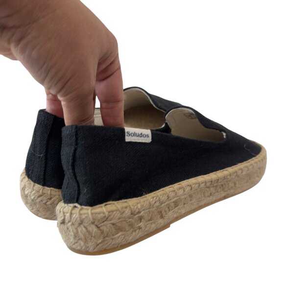 Soludos Womens Black Espadrille Flats Size 7 Canvas & Jute Slip-On Shoes - Picture 9 of 16